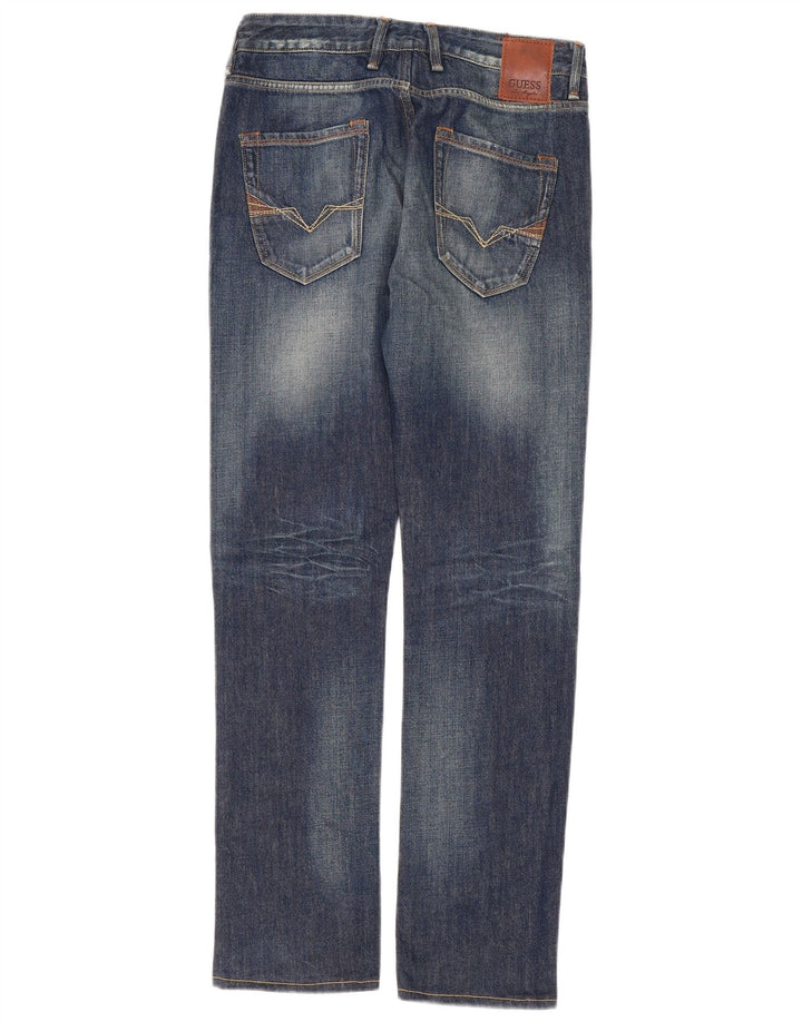 Guess Jean Droit Femme W30 L33 Bleu Marine Coton