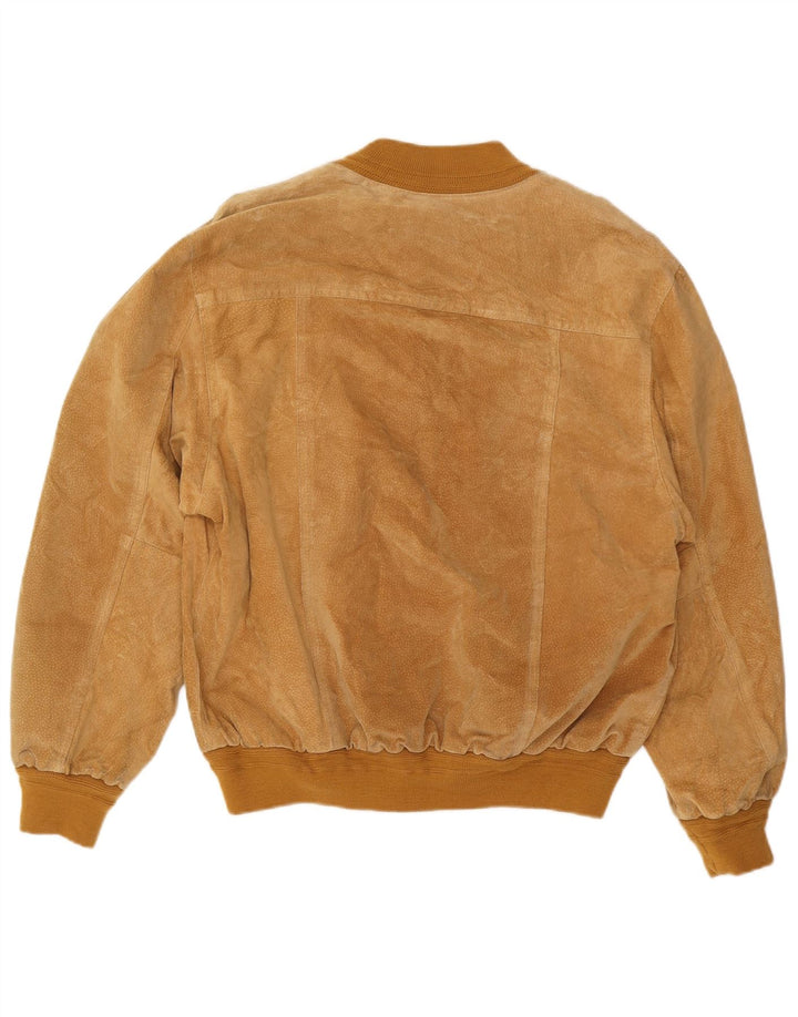 vintage Mens Suede Bomber Jacket UK 40 Grand Cuir Brun