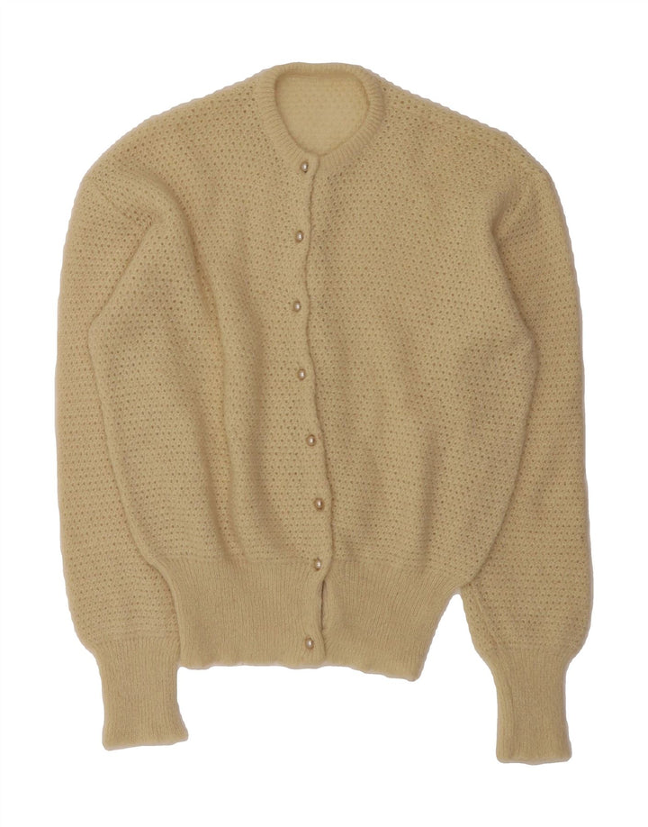 VINTAGE Womens Cardigan Sweater UK 16 Large Beige Vintage Vintage and Second-Hand Vintage from Messina Hembry 