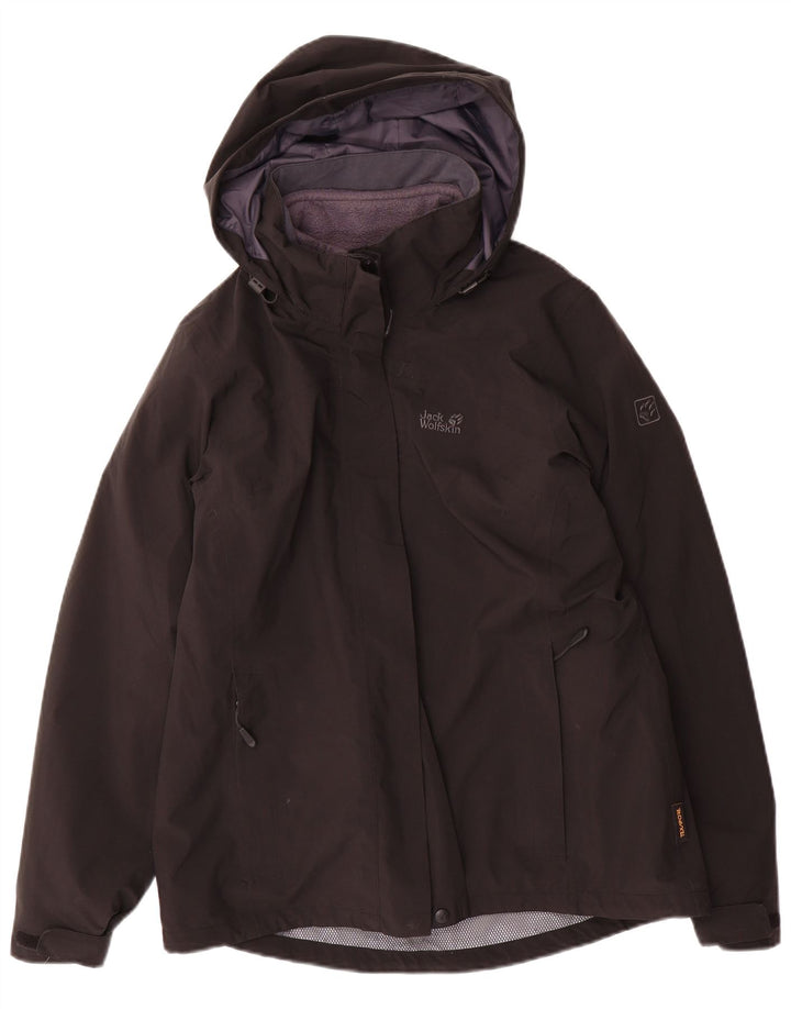 Jack Wolfskin Veste coupe-vent à capuche pour femme UK 10/12 Medium Noir