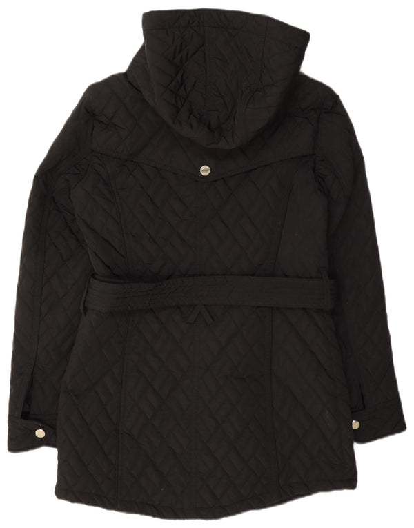 Calvin Klein Pardessus matelassé à capuche pour femme UK 10 Petit Noir Polyester