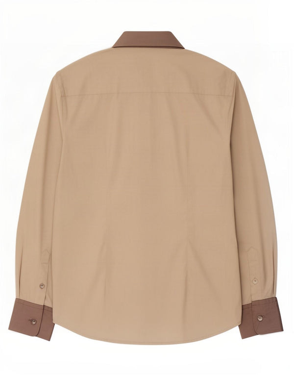 Cerruti 1881 Chemise Femme UK 12 Coton Colorblock Beige Moyen