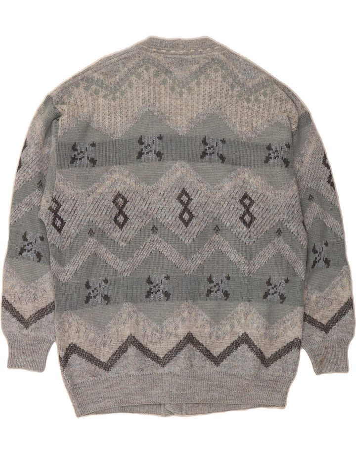 SUSPENSE Mens Loose Fit Cardigan Sweater IT 50 Medium Grey Argyle/Diamond Vintage Suspense and Second-Hand Suspense from Messina Hembry 