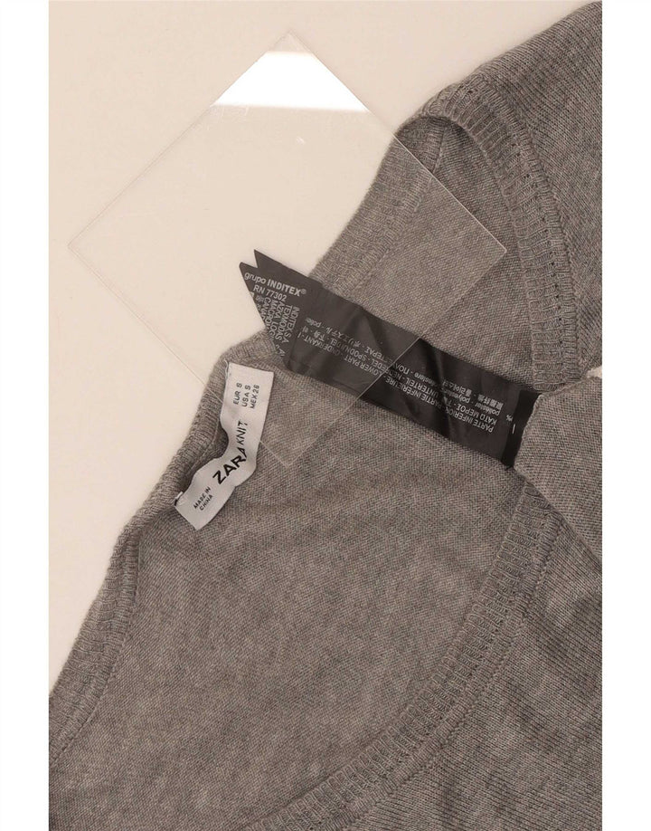 Zara Tunique à manches longues pour femme UK 10 Petit Gris Colorblock Polyester