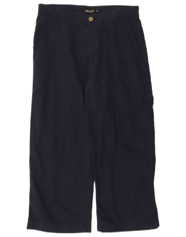 Indi & Cold Pantalon court coupe ample pour femme EU 42 Large W32 L24 Bleu marine