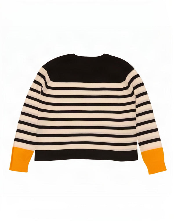 Zara Pull surdimensionné à col rond pour femme UK 10 Petit rayé noir