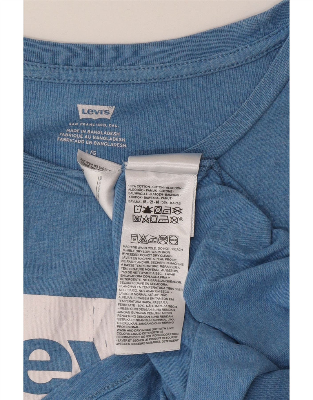 Levi's T-Shirt Graphique Homme Bleu Large Coton