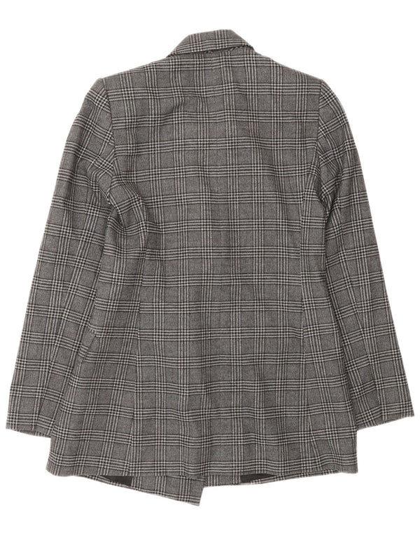 Zara Veste blazer croisée pour femme UK 10 Petit gris à carreaux en polyester