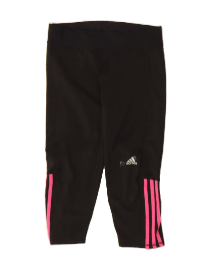ADIDAS Womens Capri Leggings UK 12/14 Medium  Black Polyester Vintage Adidas and Second-Hand Adidas from Messina Hembry 