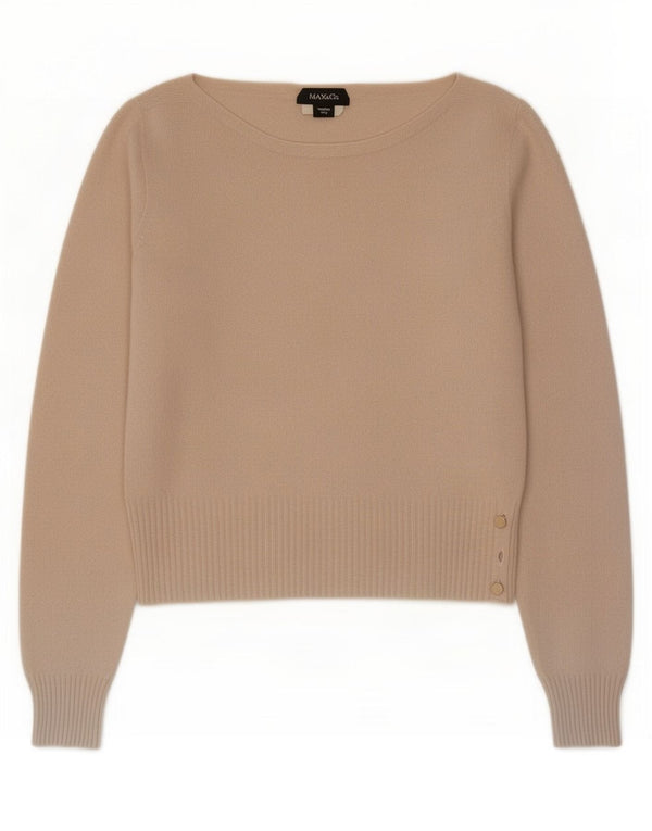 Max & Co. Pull court à col bateau pour femme UK 12 Beige moyen