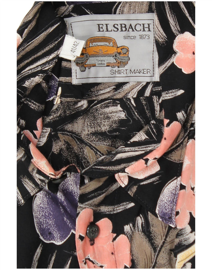 ELSBACH Chemise pull homme taille 41/42 grande viscose florale noire