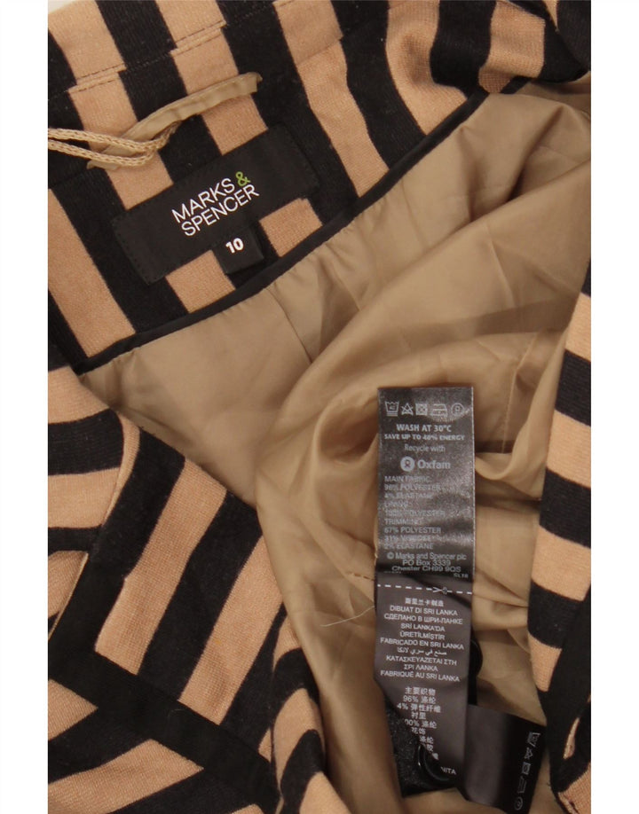 Marks & Spencer Veste blazer courte pour femme UK 10 Petit beige rayé