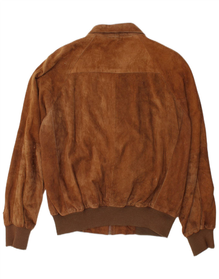 vintage Mens Suede Bomber Jacket IT 50 Grand Brun