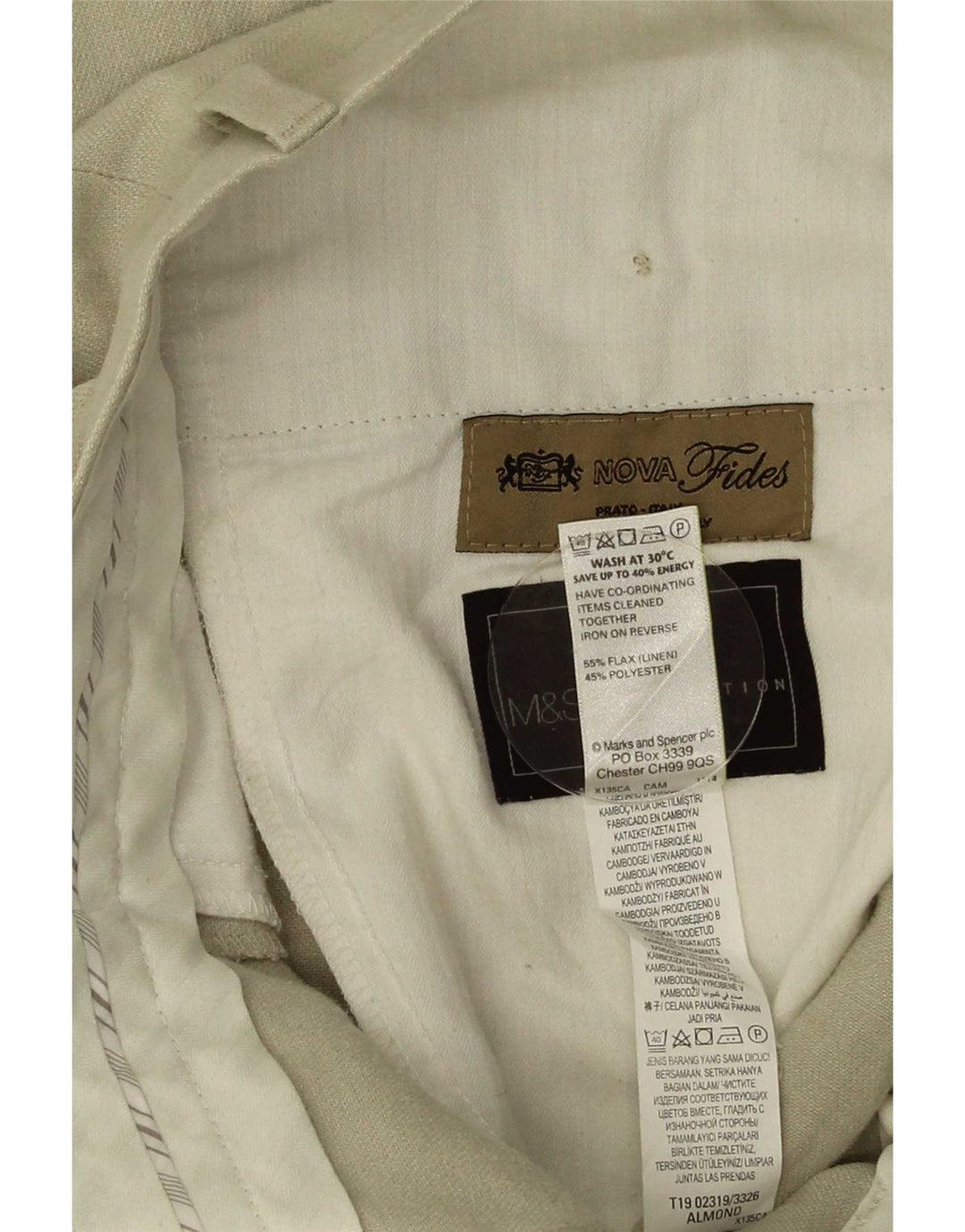 Marks & Spencer Pantalon de costume coupe classique pour homme W34 L33 Lin beige