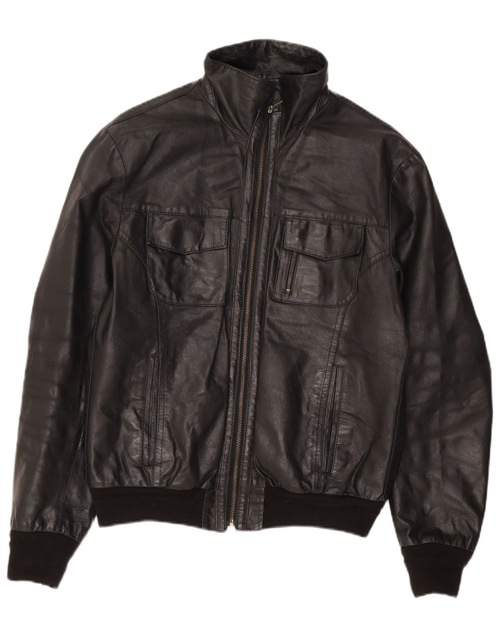 Sasch Veste en cuir pour homme UK 40 Grand cuir noir
