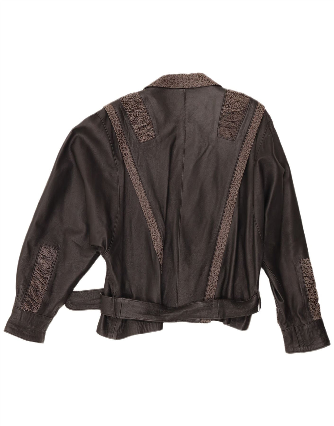 Veste en cuir femme VINTAGE IT 48 XL Cuir géométrique noir