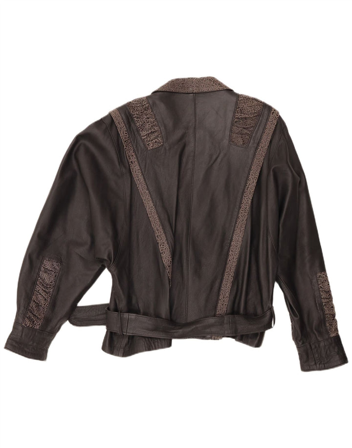 Veste en cuir femme VINTAGE IT 48 XL Cuir géométrique noir