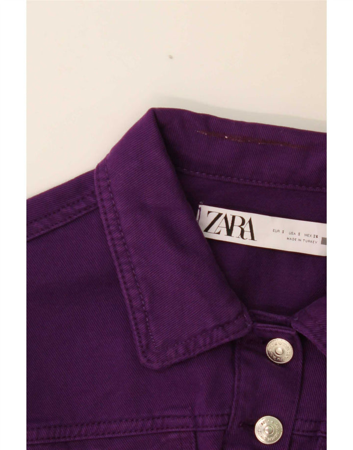 Zara Veste en jean courte pour femme UK 10 Small Violet