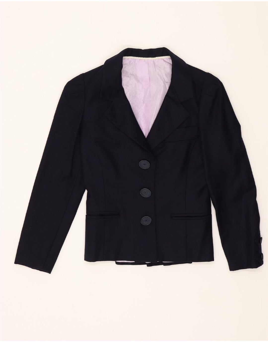 vintage Femme 3 Bouton Blazer Veste UK 4 XS Bleu Marine