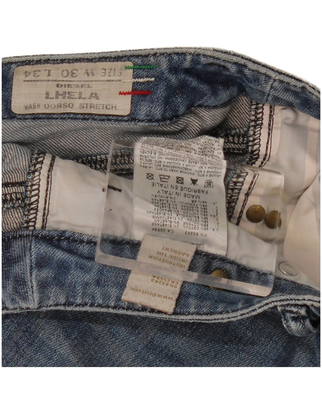Diesel Femme Lhela Jean Droit Effet Déchiré W30 L34 Bleu Coton