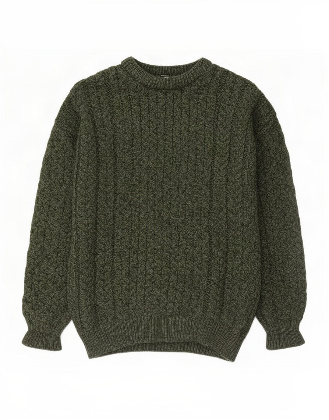 Aran Crafts Pull à col rond pour homme en laine mérinos verte