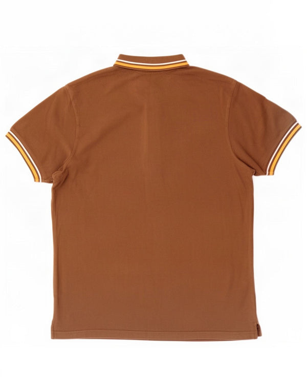 Diadora Polo Homme Coton Rayé Marron Moyen