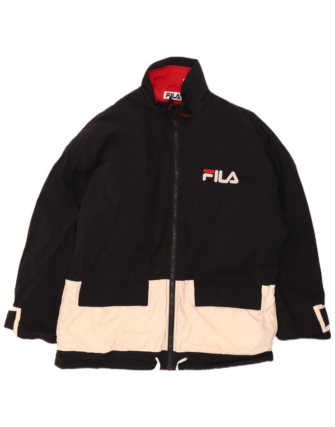 Fila Veste matelassée graphique pour hommes UK 38 Nylon color block noir moyen