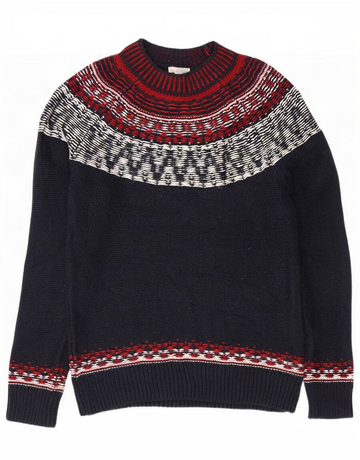Gap Pull col roulé pour homme en coton Fair Isle Bleu marine Petit
