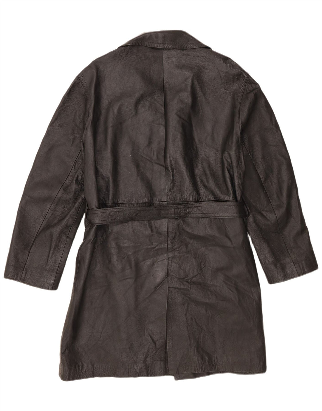 manteau en cuir femme vintage UK 14 Grand Noir