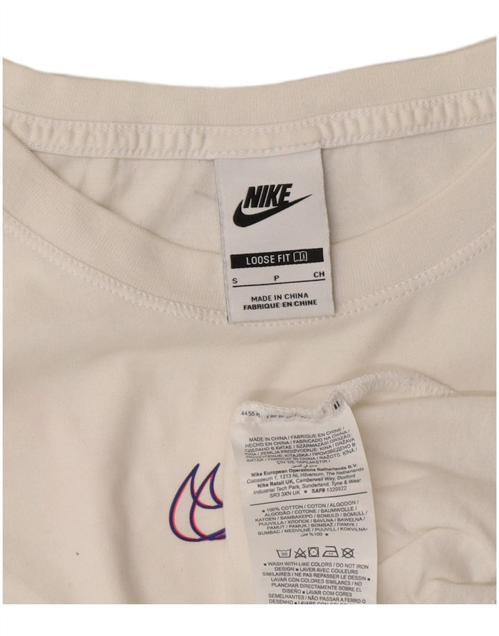 NIKE T-shirt court coupe ample pour femme UK 10 petit coton blanc