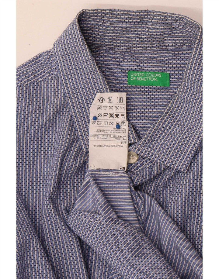 Benetton Chemise Homme Large Bleu Rayé Coton