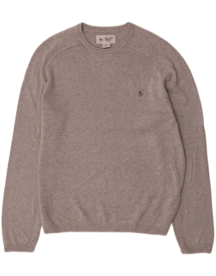 Penguin Pull à col rond pour homme en coton gris Taille L