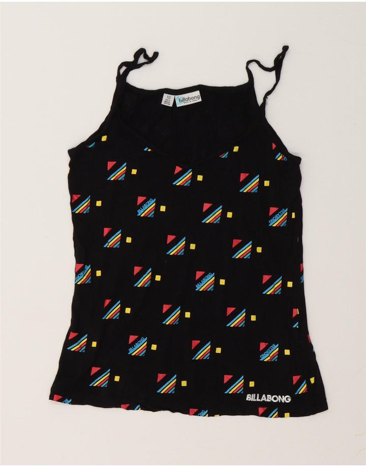 Billabong Womens Graphic Cami Top UK 10 Small Noir Géométrique Modal