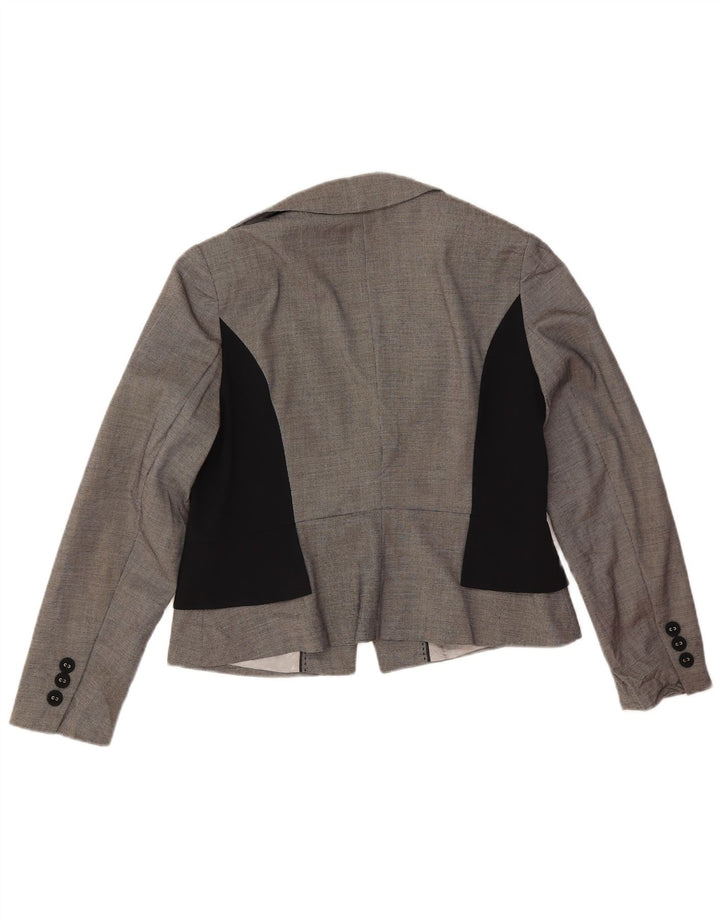 Marks & Spencer Veste blazer courte pour femme UK 14 Large Gris Colorblock