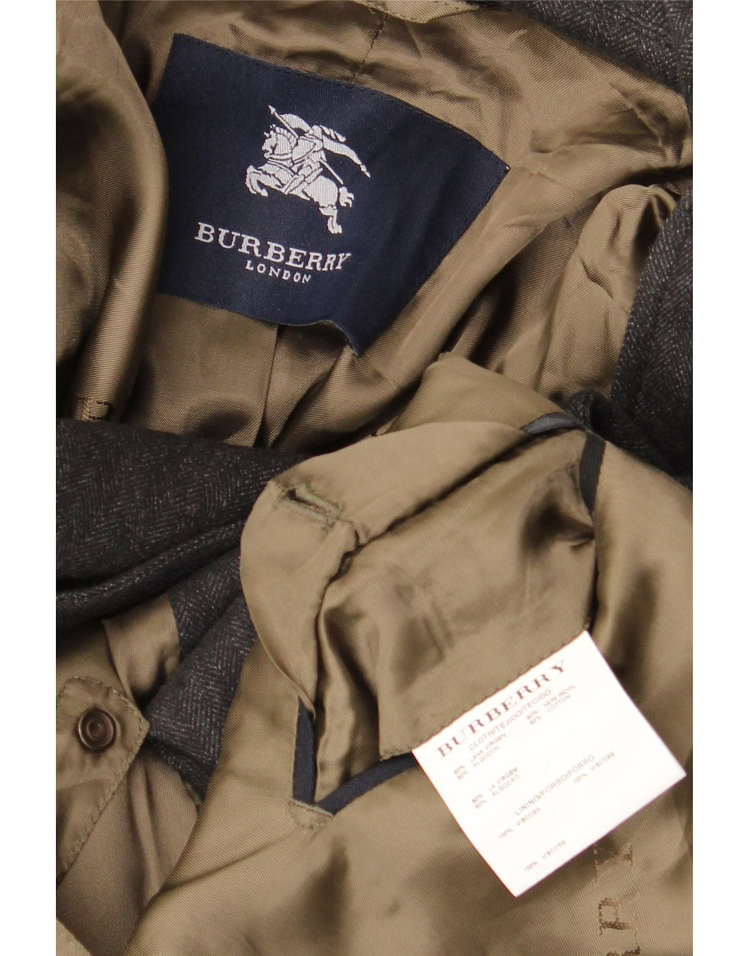 Burberry Veste Blazer 3 Boutons Homme UK 42 XL Laine à Chevrons Gris