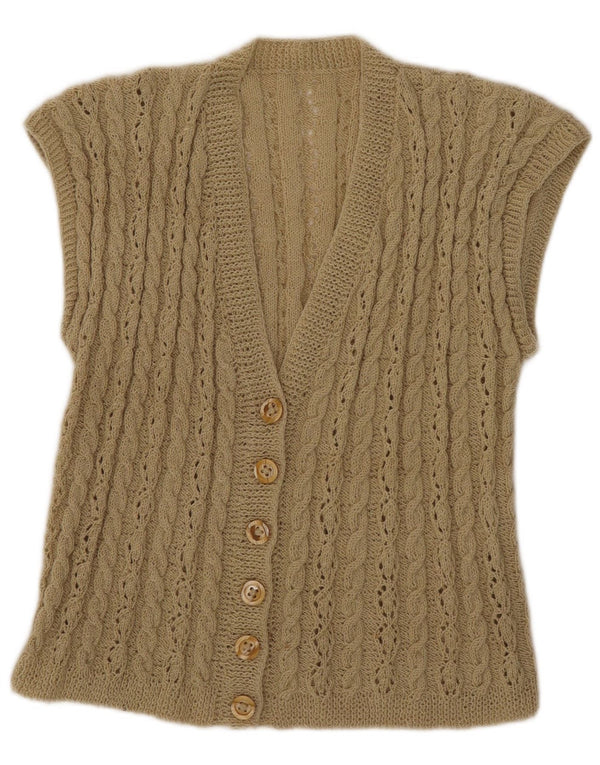 Vintage Womens Sleeveless Cardigan Sweater UK 14 Medium Green