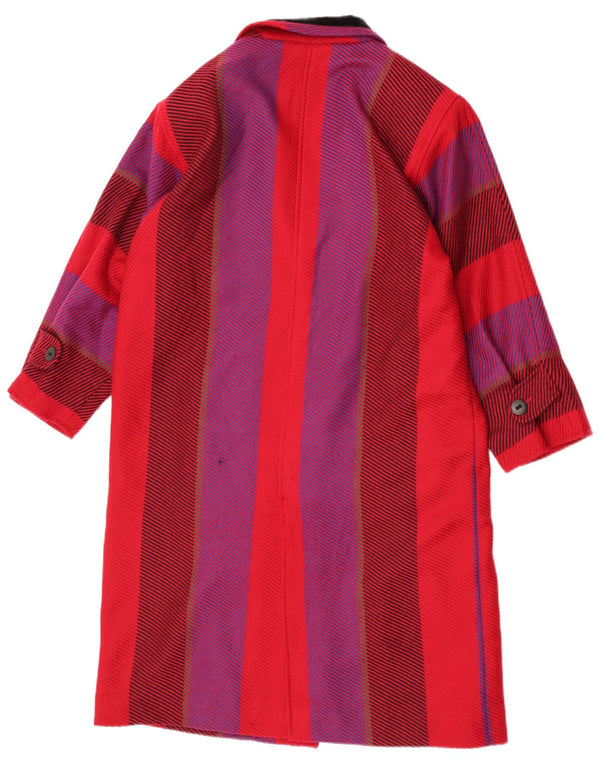 Roccobarocco Manteau surdimensionné pour femme UK 10 Petite laine rayée rouge