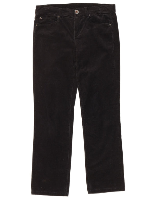 Benetton Pantalon Droit En Velours Côtelé Femme IT 42 Medium W30 L28 Noir