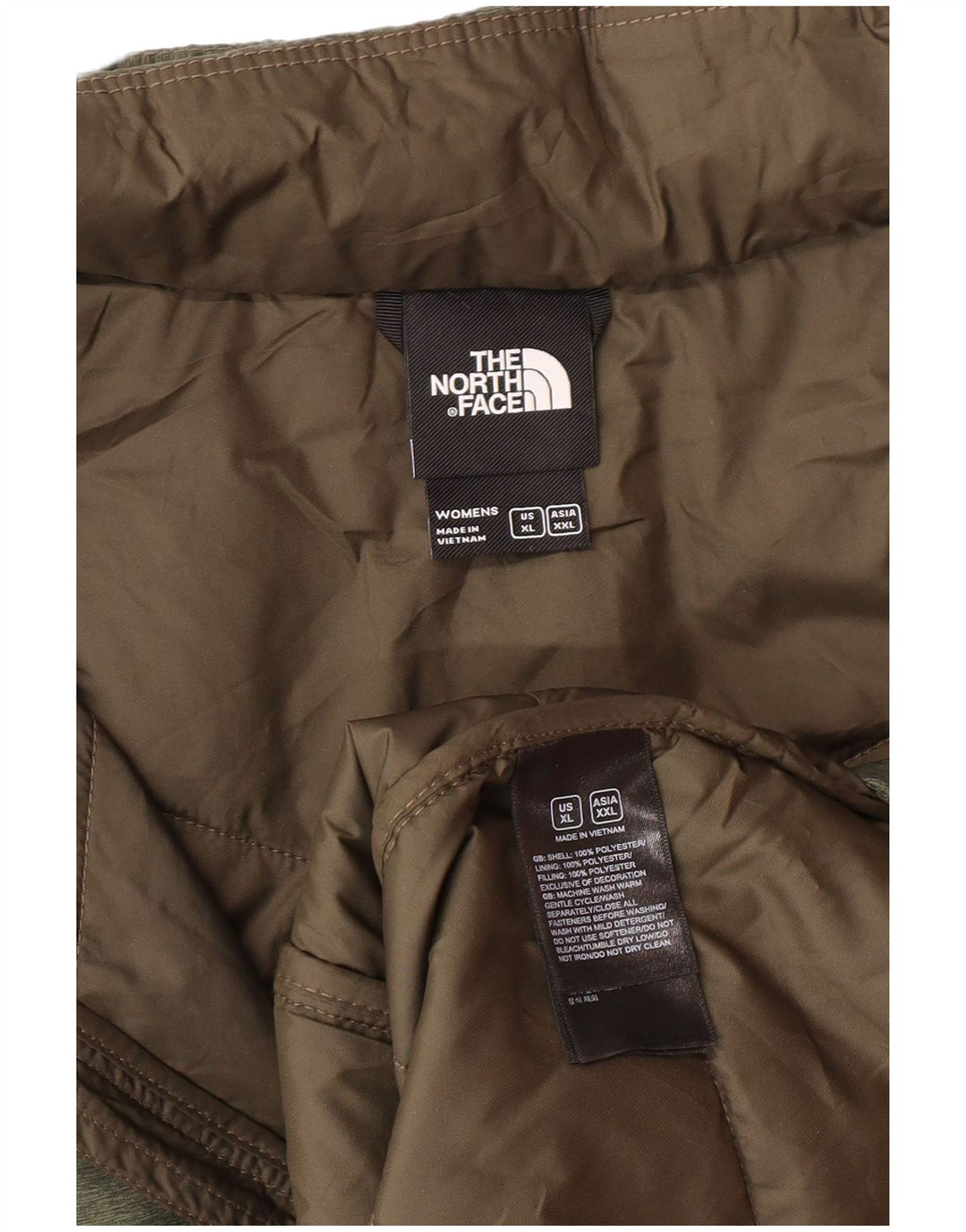 The North Face Manteau rembourré à capuche pour femme UK 18 XL Kaki Polyester Moderne