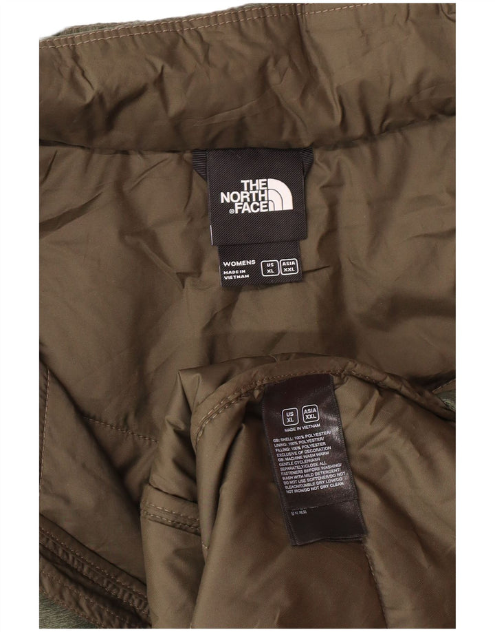 The North Face Manteau rembourré à capuche pour femme UK 18 XL Kaki Polyester Moderne
