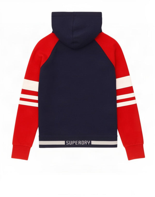 Superdry Pull à capuche zippé en coton color block bleu marine pour homme