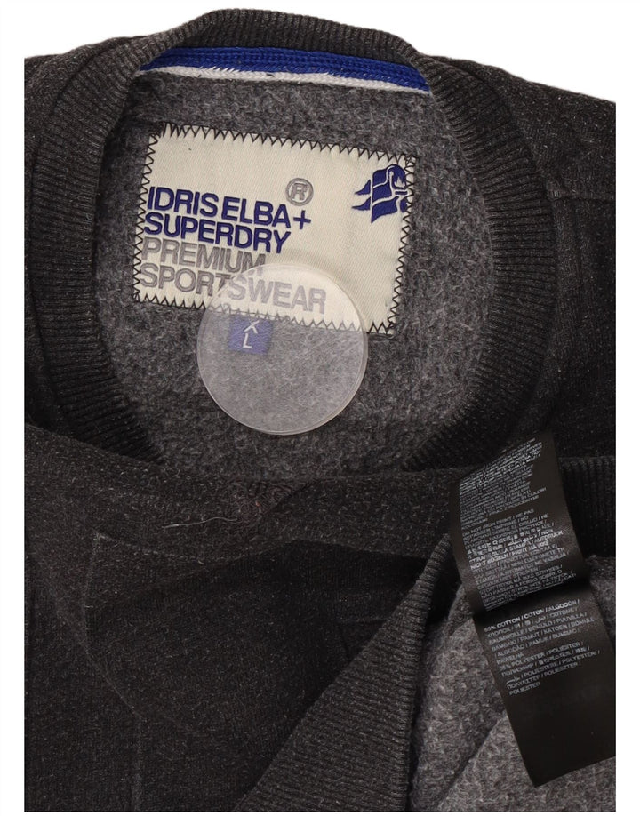 Superdry Homme Sweat-Shirt Graphique Pull Large Gris Coton