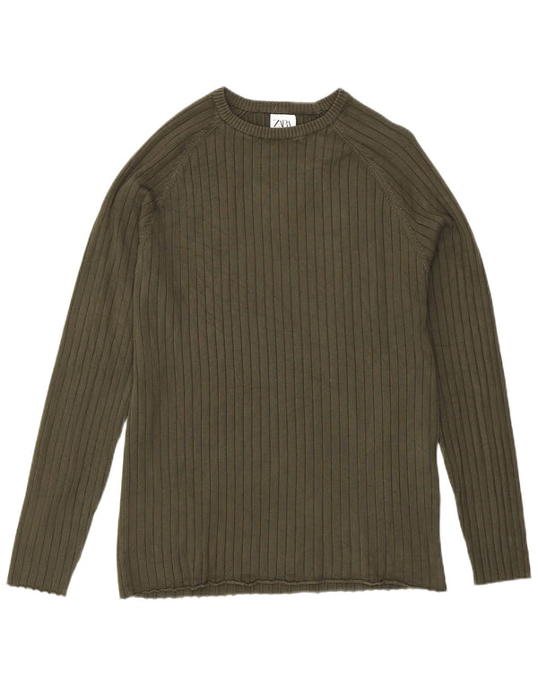 Zara Pull Col Ras Du Cou Homme Kaki Moyen