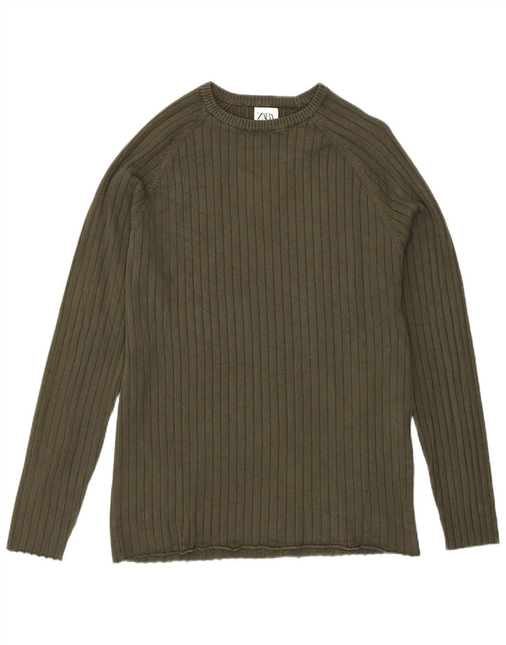 Zara Pull Col Ras Du Cou Homme Kaki Moyen