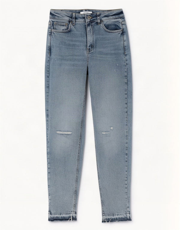 Marks & Spencer Jean fuselé vieilli pour femme UK 8 Small W27 L29 Bleu