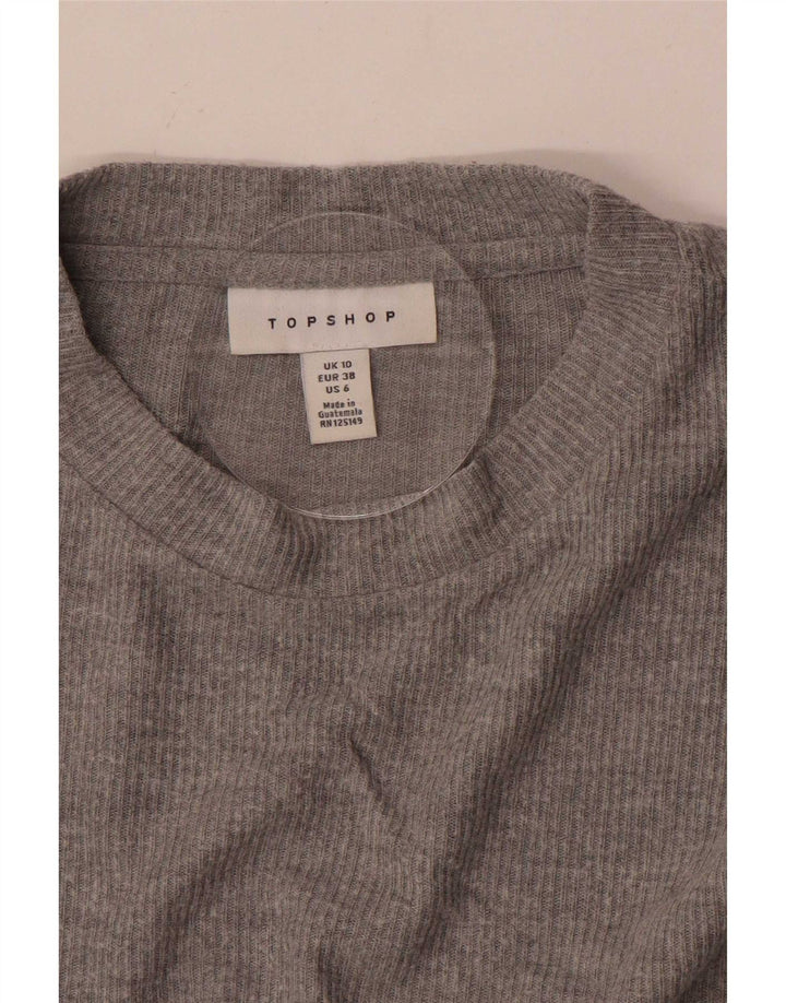 Topshop Femme Haut Oversize Manches 3/4 UK 10 Petit Gris
