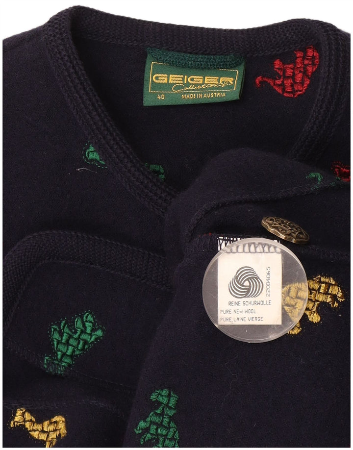 Geiger Veste blazer à 6 boutons pour femme EU 40 Bleu marine moyen Imprimé animal