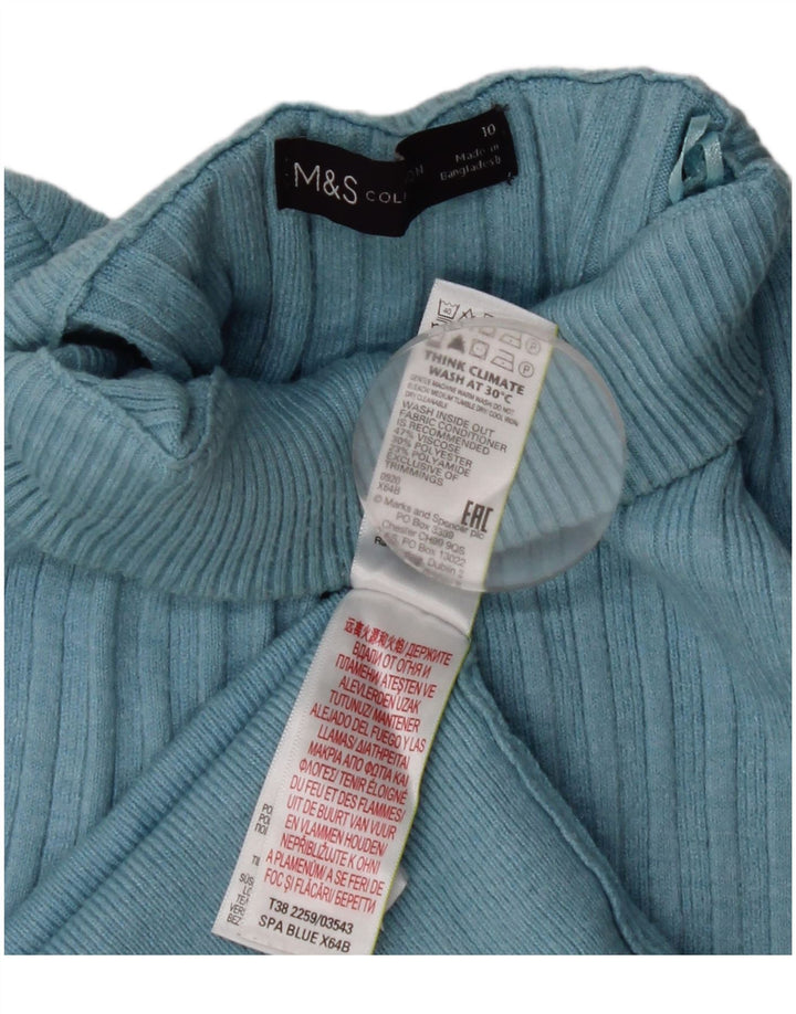 Marks & Spencer Pull col roulé pour femme UK 10 Small Bleu Viscose