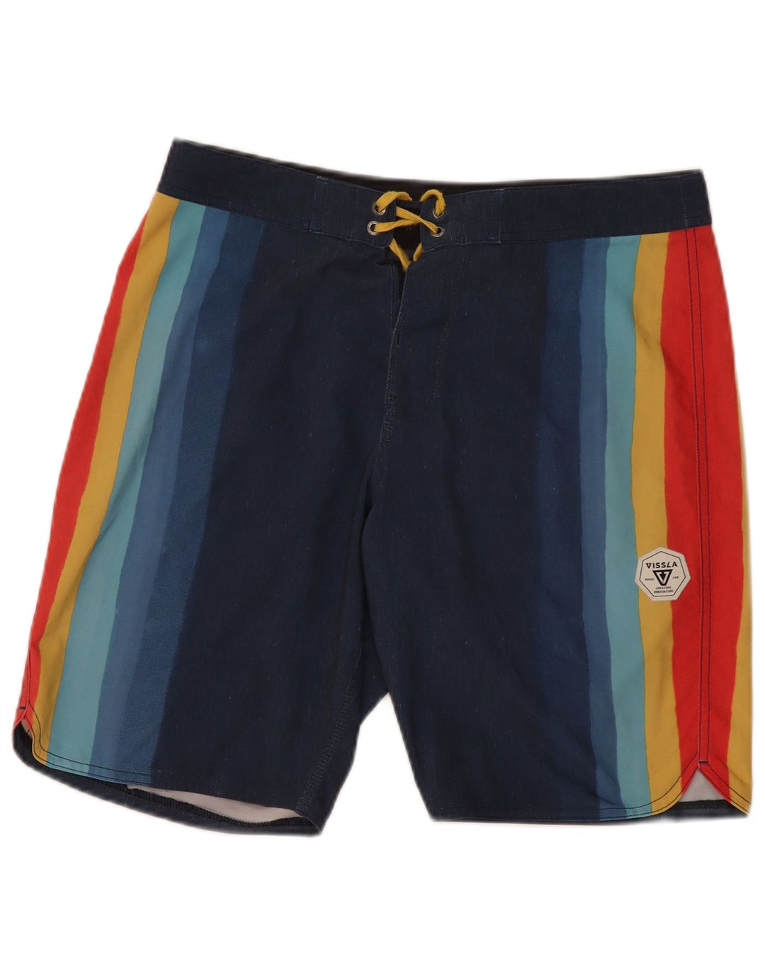 Vissla Short de Bain Homme Moyen Rayé Multicolore Coton Plage
