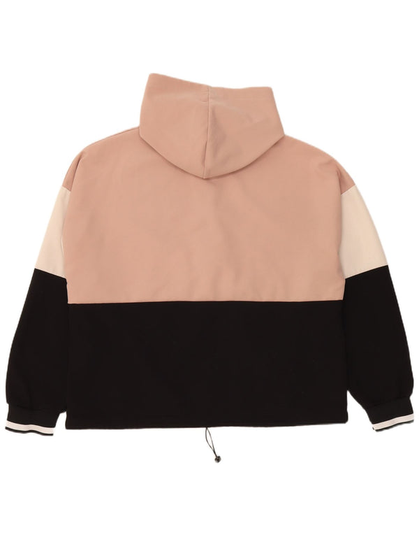 Zara Pull à capuche avec col zippé pour femme UK 16 Large Rose Colorblock Polyester